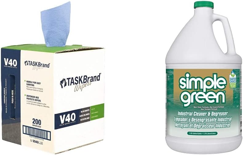N-V040CGB Hospeco Center Pull Wiper Sheets & Simple Green Cleaner