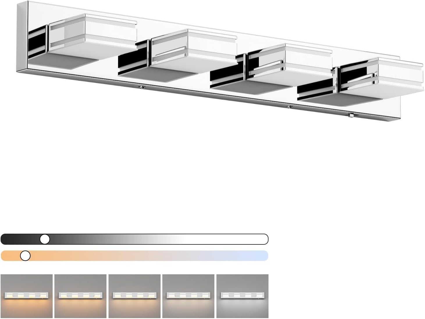 30inch Chrome Vanity Light with Dimmable 5 Color Temperatures