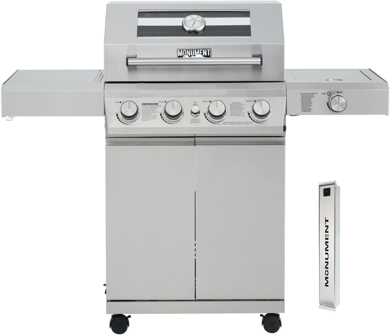 Monument Grills 4-Burner Propane Gas Grill with Smoker Box