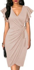Flattering Ruffle Sleeve Wrap Dress by oten