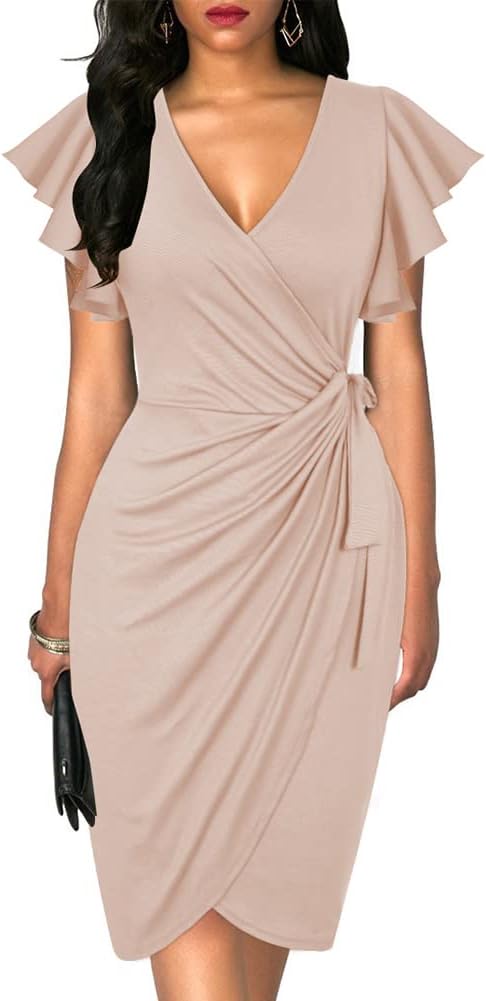 Flattering Ruffle Sleeve Wrap Dress by oten