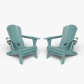 Folding Adirondack Chair Set of 2 with Cup Holders for Outdoors