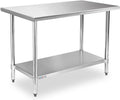 STABLEINK NSF Stainless Steel Prep Table 48 x 24 in - Heavy Duty Work