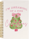 Preppy Christmas Spiral Notebook 5.5x8.3 in - Compact Pink Journal