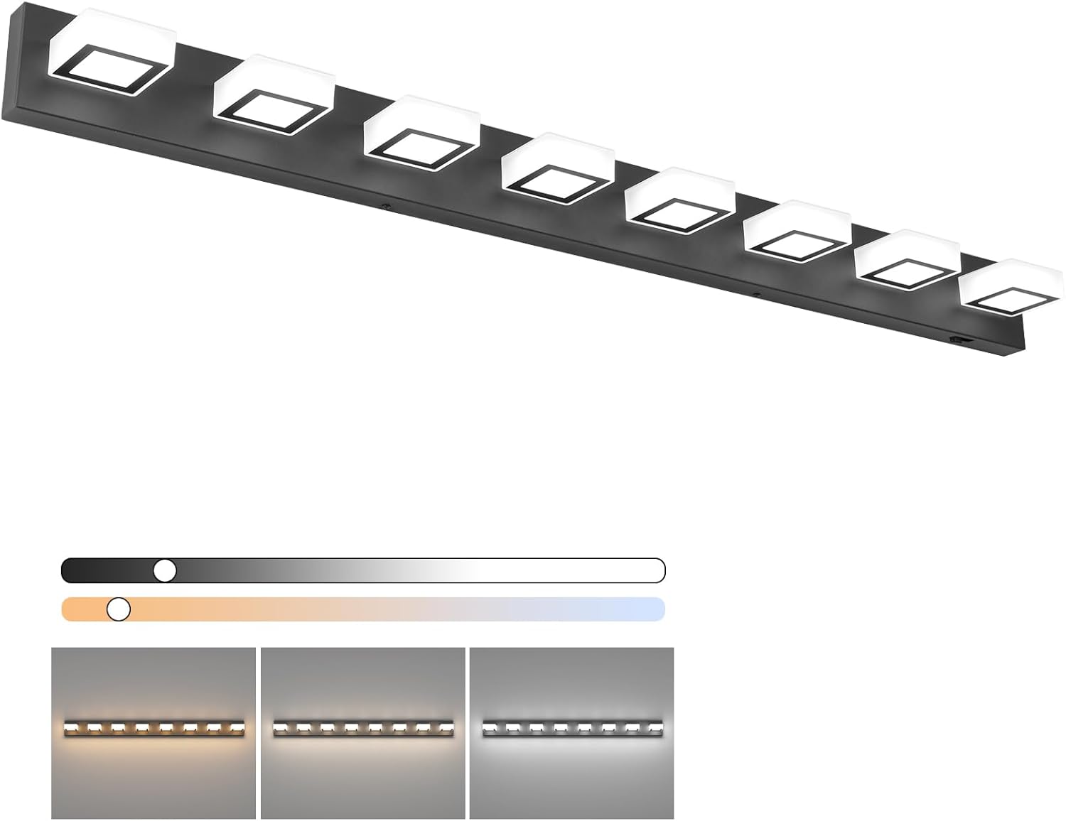 Dimmable 52in Black Vanity Lights with 5 Color Temperatures