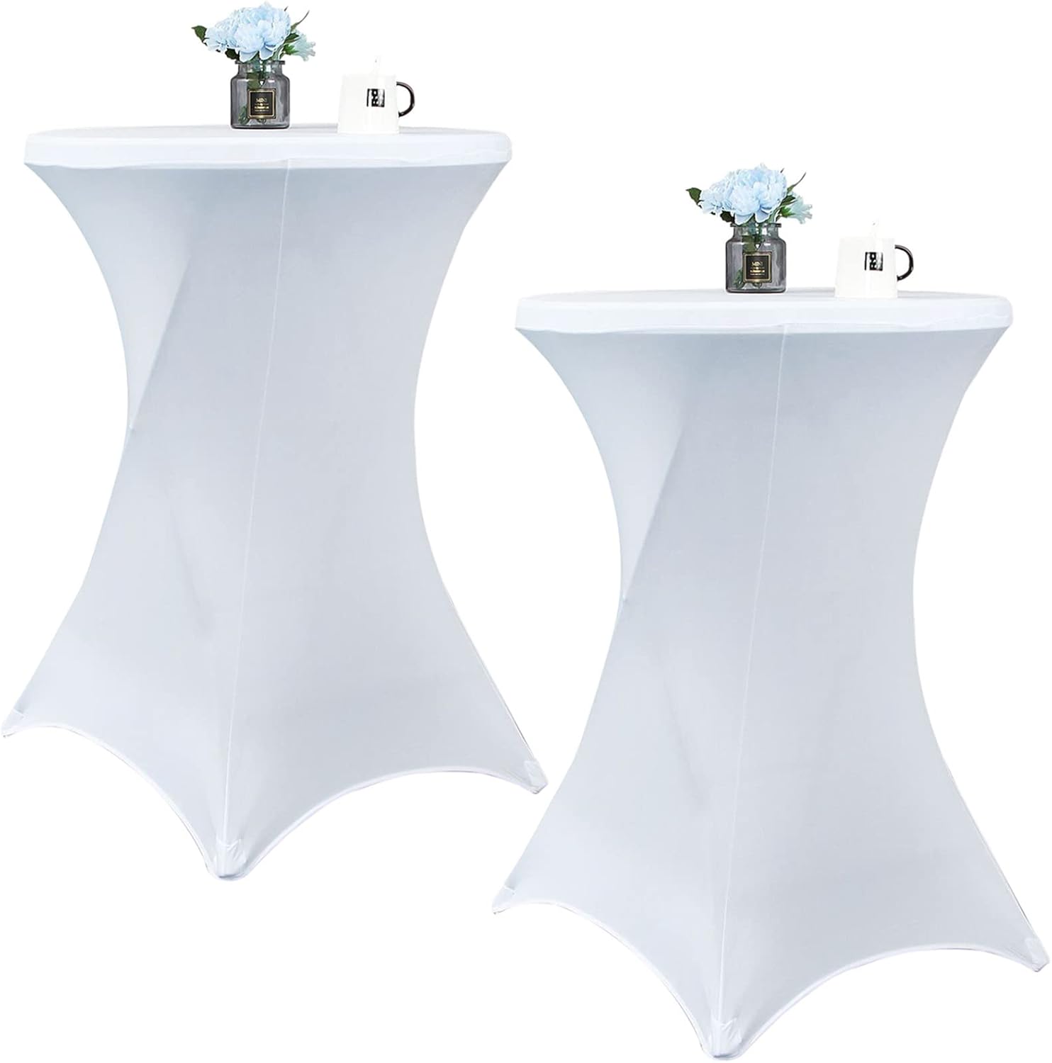 White Spandex Tablecover Duo for Elegant Events