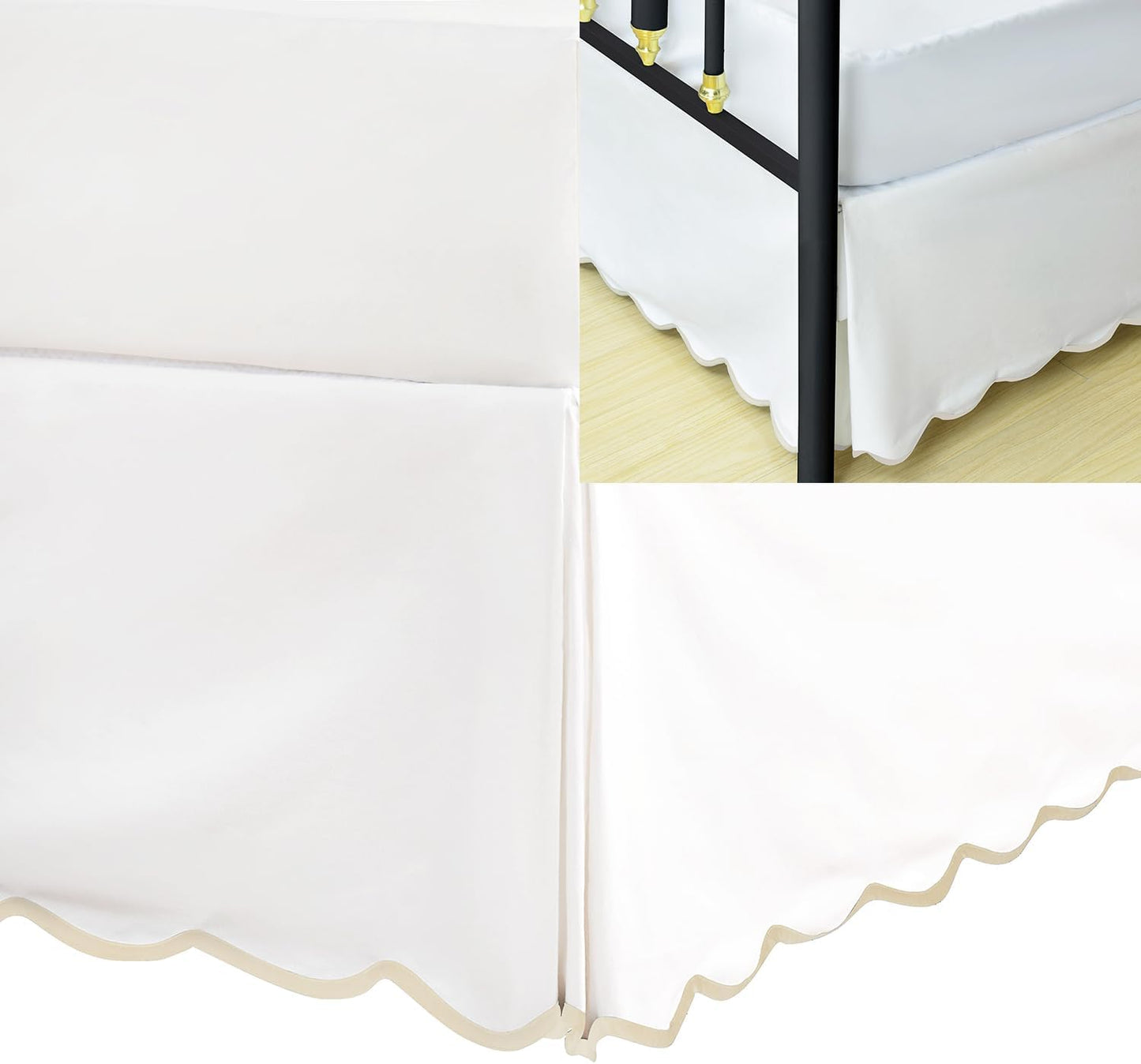 HIG Queen Bed Skirt with Scallop Edge and Anti-Slip Design
