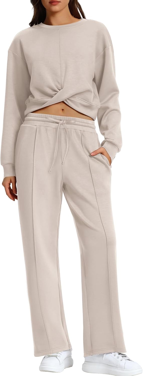 WIHOLL Women 2 Piece Lounge Sets Cozy Sweatsuit for Fall