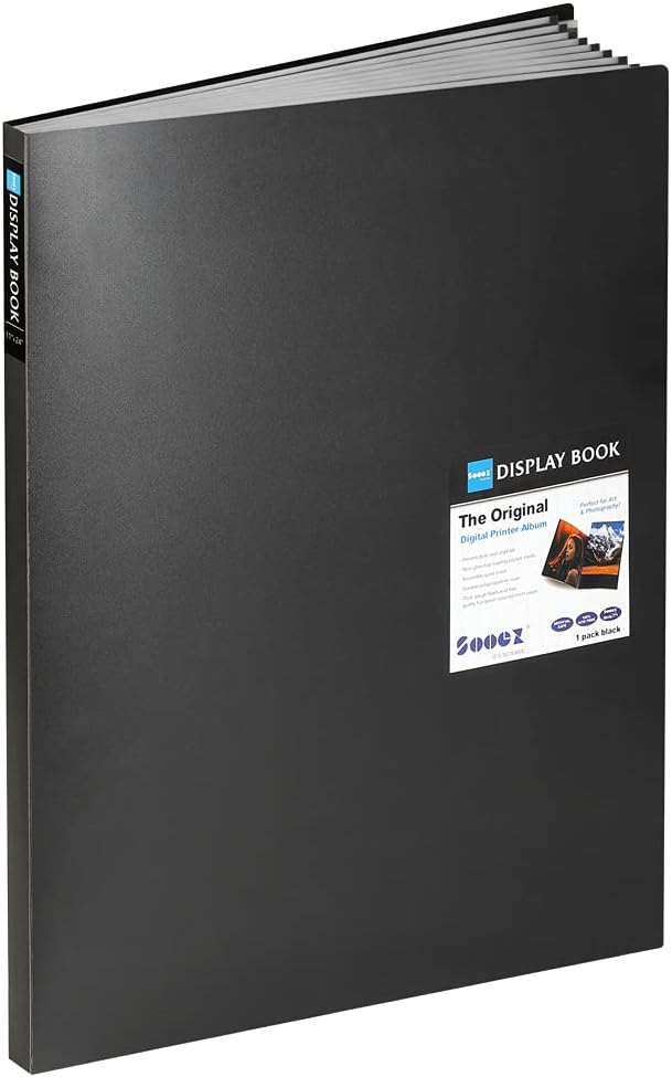 Sooez Heavy Duty Binder with Plastic Sleeves for Artwork Display
