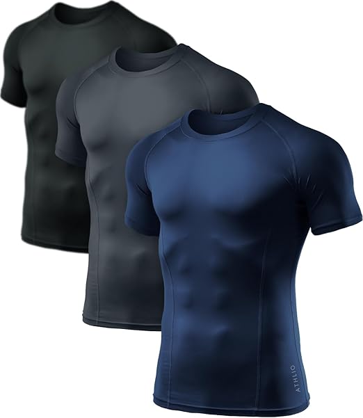 ATHLIO Men's Cool Dry Compression Shirts for Athletic Workouts