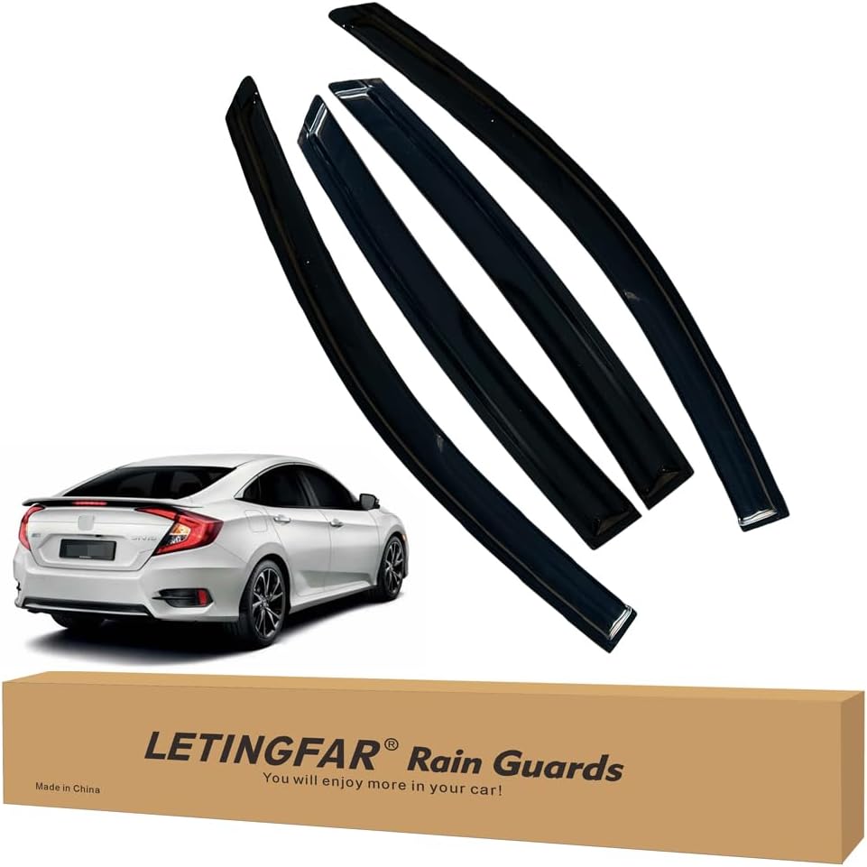 Window Visors Rain Guards for Honda Civic by LETINGFAR