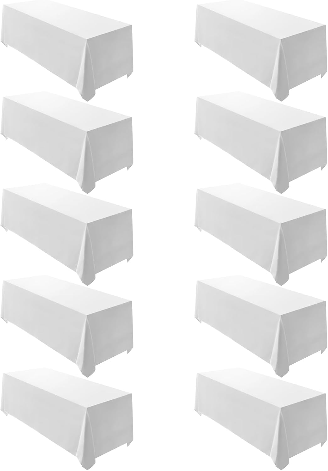 Surmente 10 Pack White Rectangle Tablecloths for Events