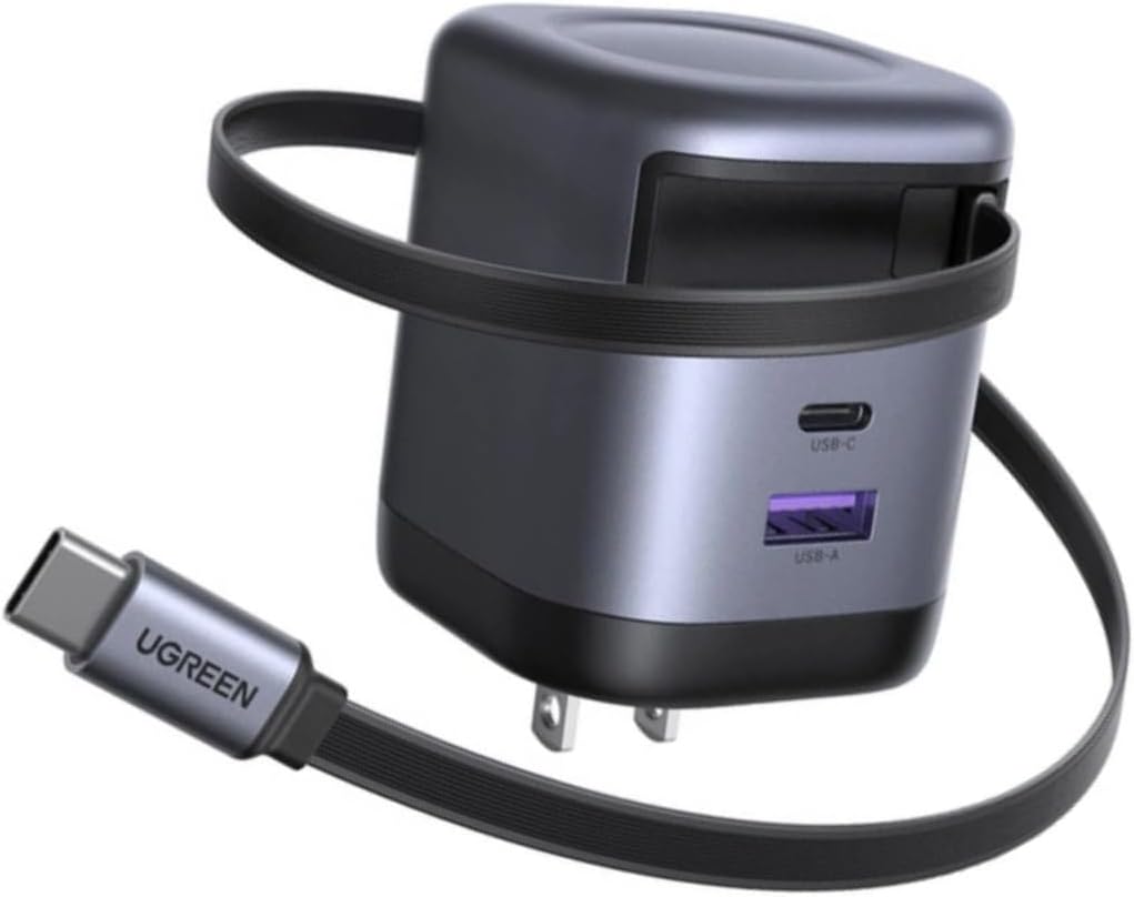 UGREEN Nexode 65W GaN USB C Charger with Retractable Cable