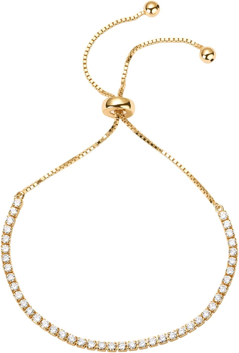 Elegant 14K Gold Plated Cubic Zirconia Tennis Bracelet for Women