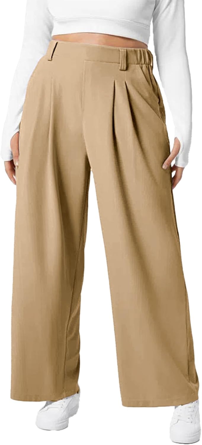 Eytino Womens Plus Size Wide Leg Dress Pants for Comfort