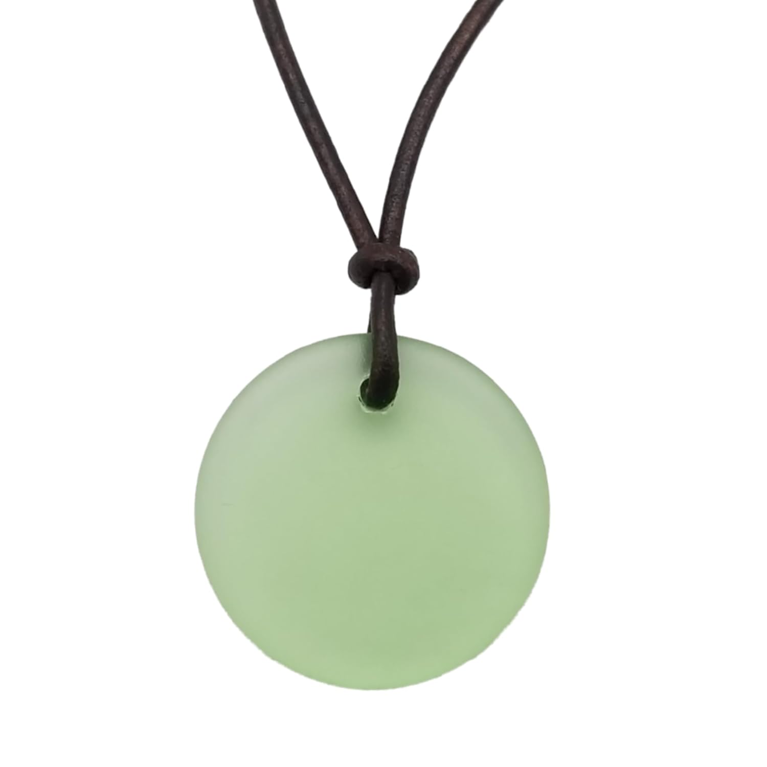 Yinahawaii Handmade Leather Cord Large Oval Sea Glass Necklace
