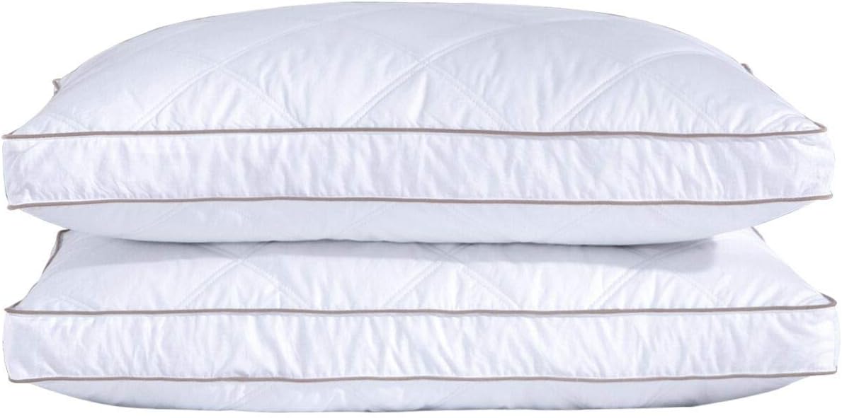 puredown Goose Feathers and Down Pillow Set for Queen Beds