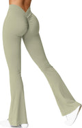 Women Wide Leg Scrunch Flare Leggings High Waist - Flattering Fit
