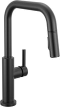 Delta Nicoli Matte Black U-Spout Kitchen Faucet with Pull Down Sprayer