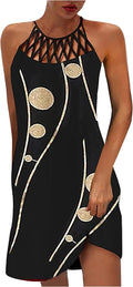 Summer Dresses for Women 2025 Halter Neck Floral A-line Sundress
