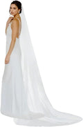 Fingertip Length Bridal Veil Pearls and Crystals Beaded Edge - 79in x