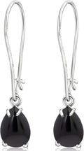 925 Sterling Silver Onyx Teardrop Earrings - Elegant Birthstone Gift