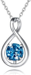 Dainty Infinity Birthstone Necklace with London Blue Topaz