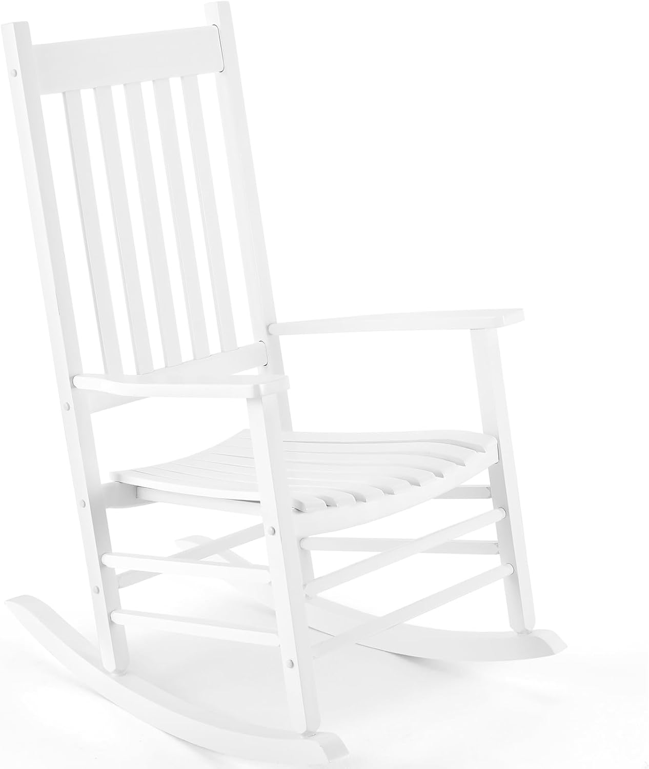 MAMIZO High Back Wooden Rocking Chair - White