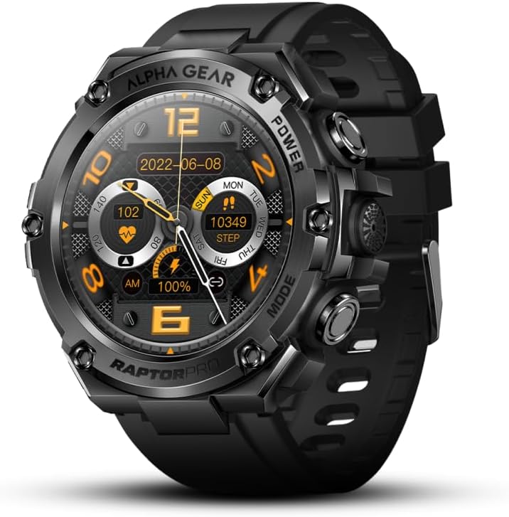 ALPHAGEAR Raptor PRO Smartwatch - Calls, Wellness, 1.58 AMOLED