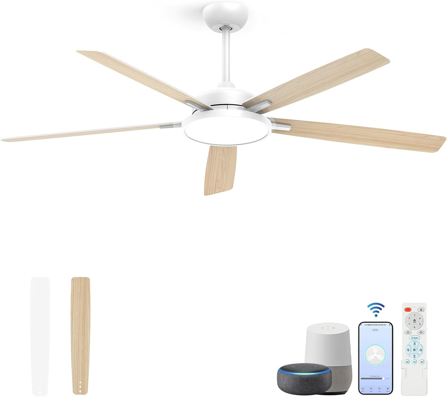 62 Inch Smart Ceiling Fan with Lights for Modern Homes