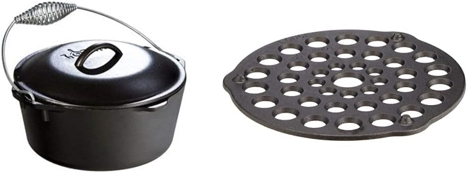 Lodge Cast Iron 5-Quart Dutch Oven Bundle with Trivet for Cooking