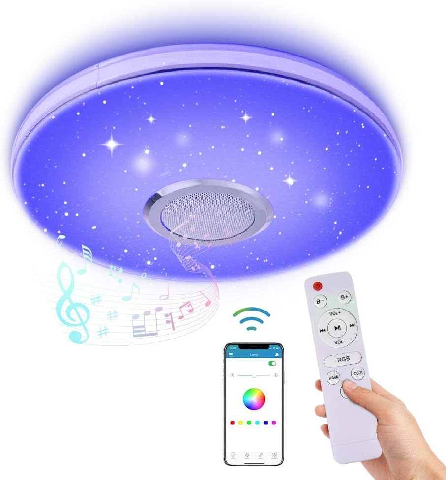 Bluetooth Speaker Ceiling Light - Smart RGB Music Sync - WZTO