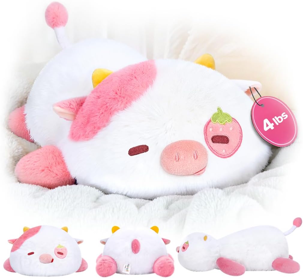 Weighted Stuffed Animals for Kids - 23in Strawberry Cow Plush