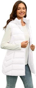 Long Puffer Vest for Women with Hood - Lightweight Packable Mid-Length