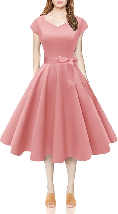 Kingfancy Women Vintage 1950s Dress for Retro Parties