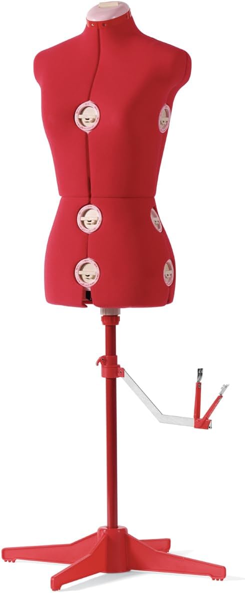 SINGER Adjustable Red Dress Form for Sizes 4-10 with Dials