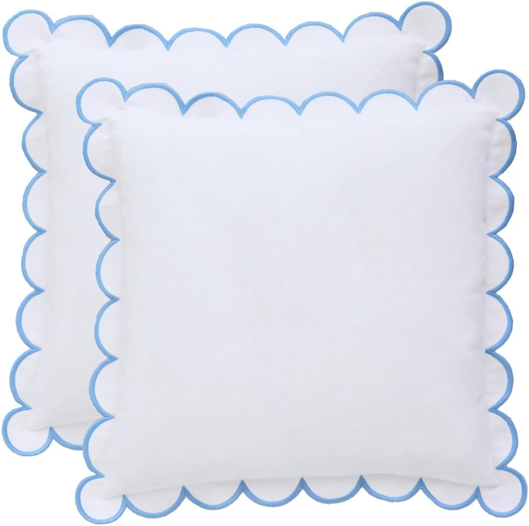 BEBE BASK Scalloped Pillow Cover Set - Elegant 18 x 18 Inch