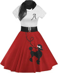 ZEZCLO Women's Retro Poodle Print Skater Dress for Parties