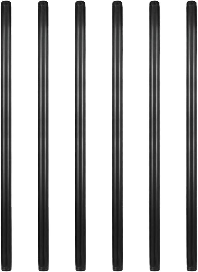 GeilSpace 6 Pack 3/4in 42in Pre-Cut Black Metal Pipe for DIY