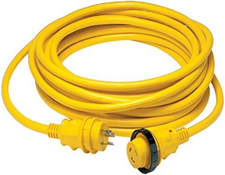 Marinco 199119 Cordset 30A 125V 50ft Yellow for Marine Use
