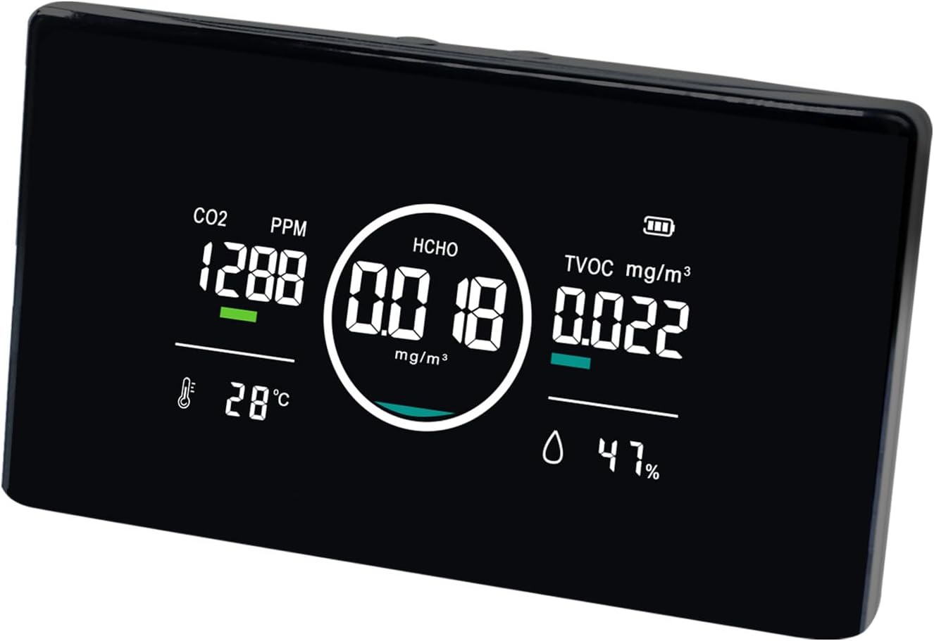 Landtek 5-in-1 Air Quality Monitor: Real NDIR CO2 Sensor