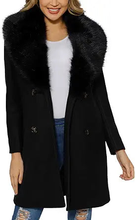 Bellivera Women Wool Jacket Blend Winter Mid Long Trench Coat