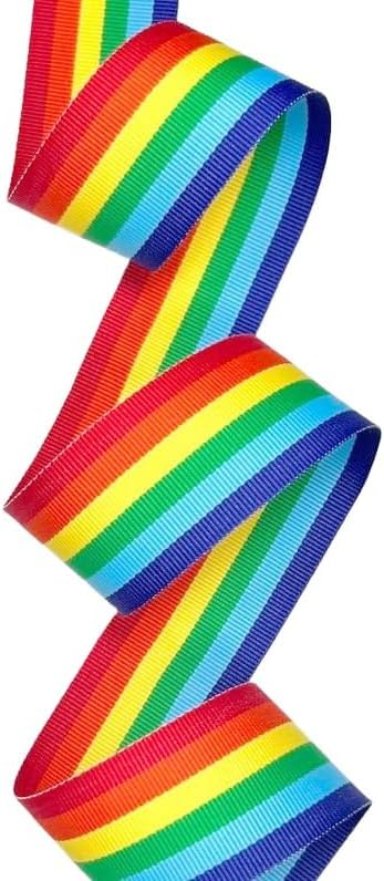 USA Made 1-3/8 Rainbow Striped Grosgrain Ribbon - 100 Yards