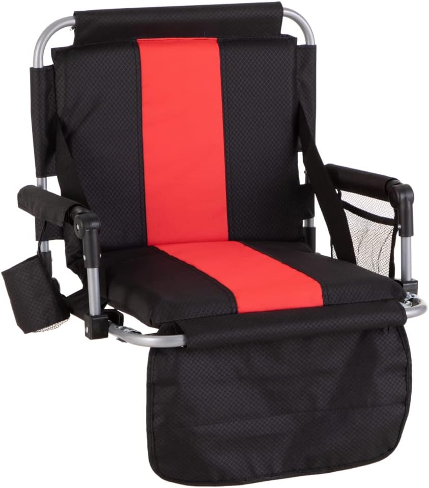 Foldable Stadium Seat with Armrest and Cup Holder for Comfort