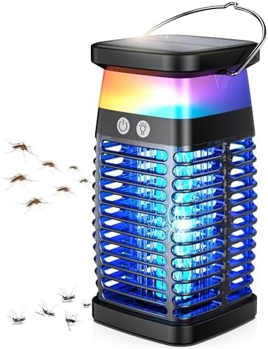 Portable Solar Bug Zapper for Outdoor & Indoor Use with Night Light