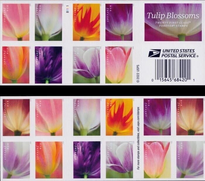 40pcs Tulip Flowers Forever Post Stamps for Mailing Postage