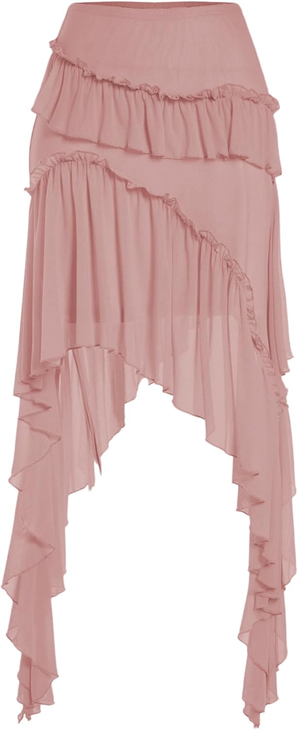 Verdusa Women's Boho Asymmetrical Ruffle Skirt for Stylish Outfits