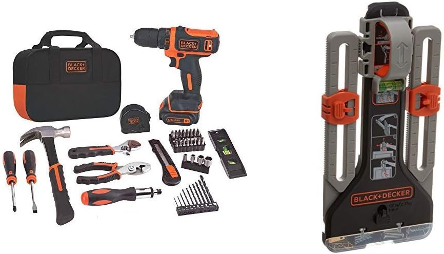 BLACK+DECKER 12V MAX Drill and Picture Hanging Tool Kit