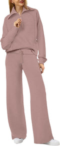 Lounge Sets For Women Half Zip Sweatshirt And Wide Leg (Style SRHM)