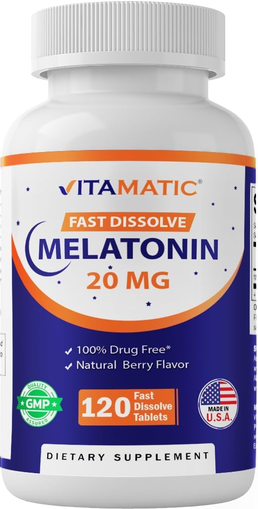 Vitamatic Melatonin 20 mg Tablets for Sleep Support and Relaxation